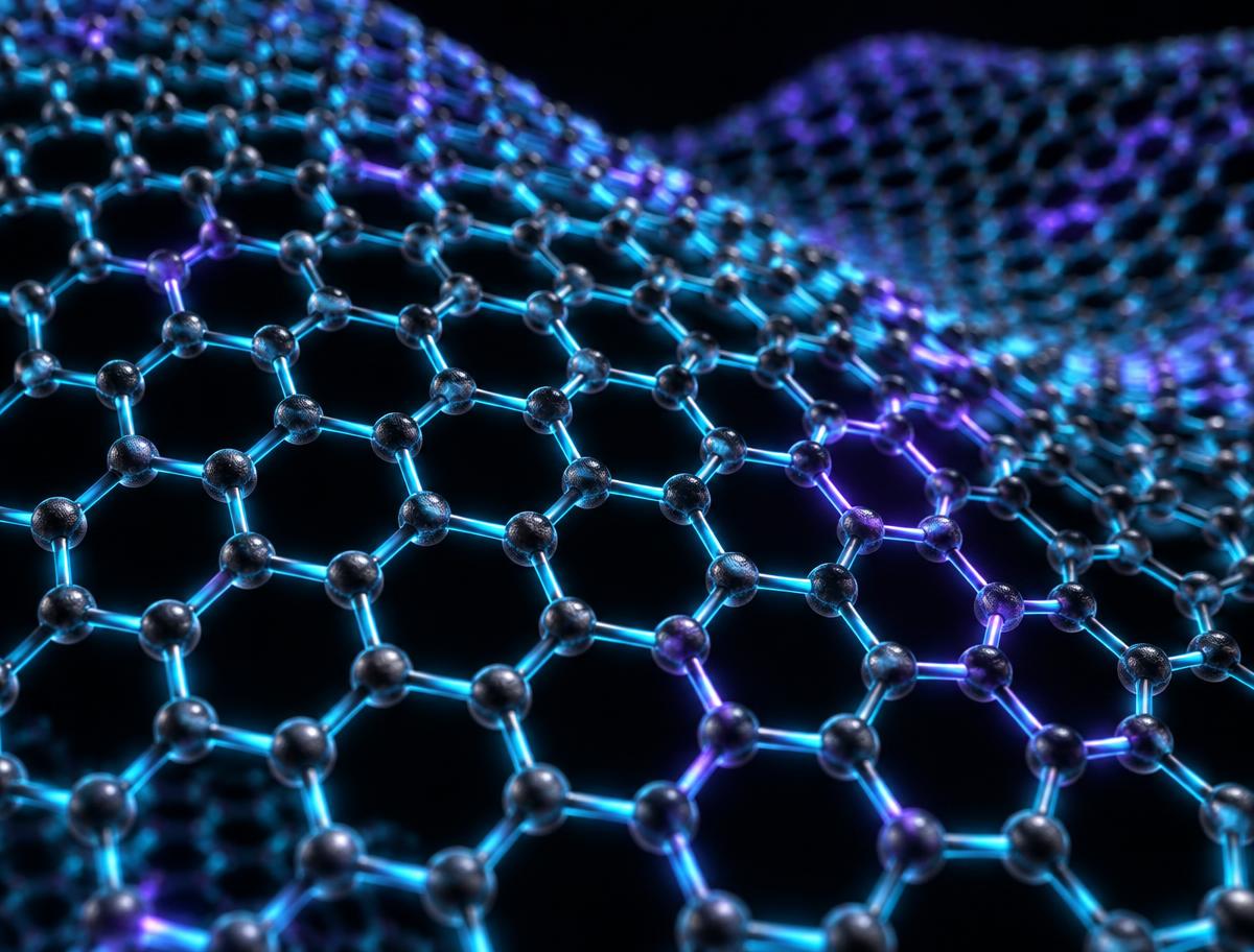Visualização conceitual de uma estrutura hexagonal de nanomaterial